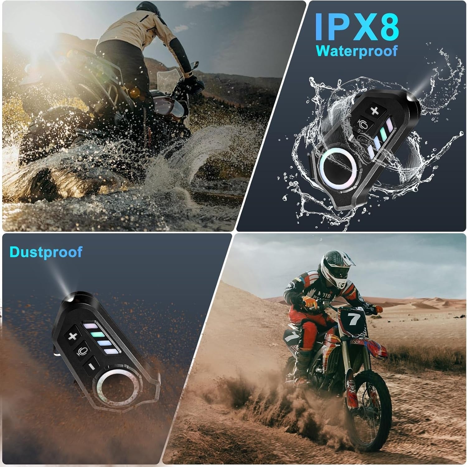 Motorcycle Helmet Bluetooth Speakers  HiFi Sound, Long Battery Life, IPX8 Waterproof