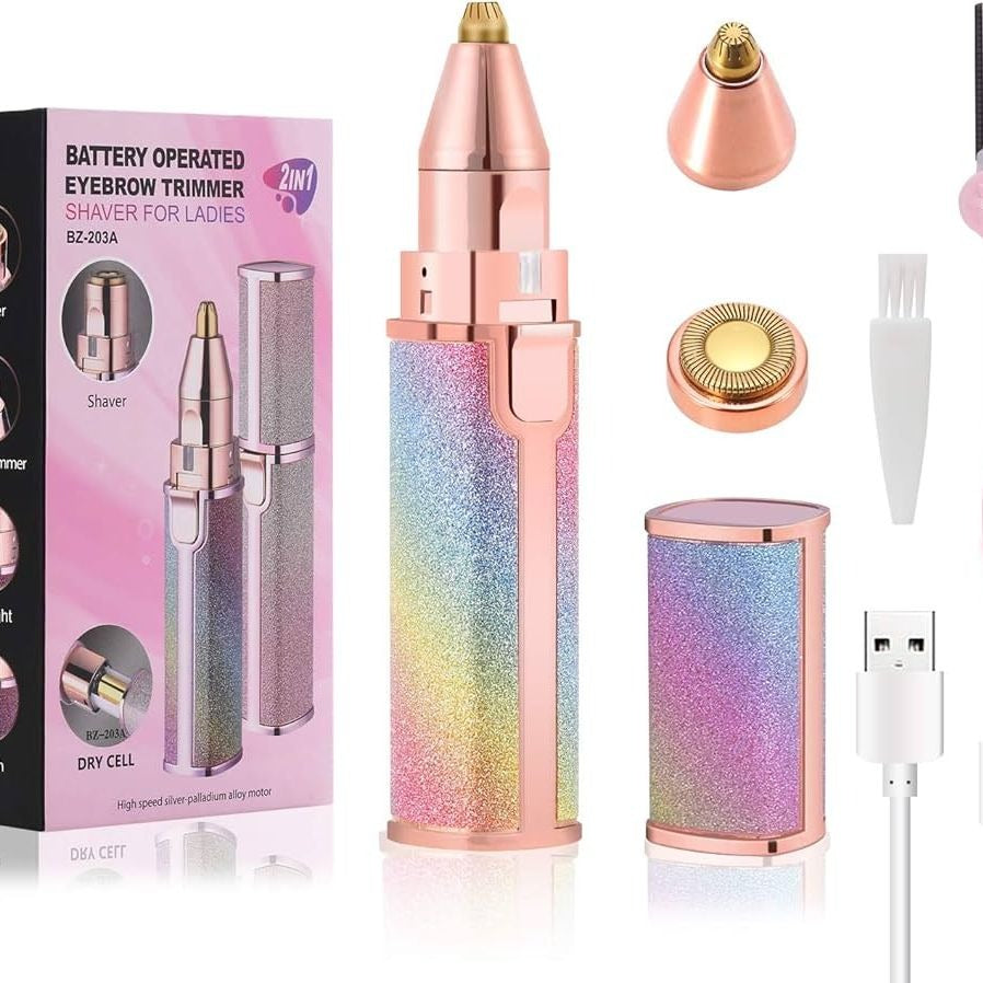 Rechargeable Women Hair Remover 2-in-1 – Painless Facial & Eyebrow Hair Removal for Upper Lips & Moustache