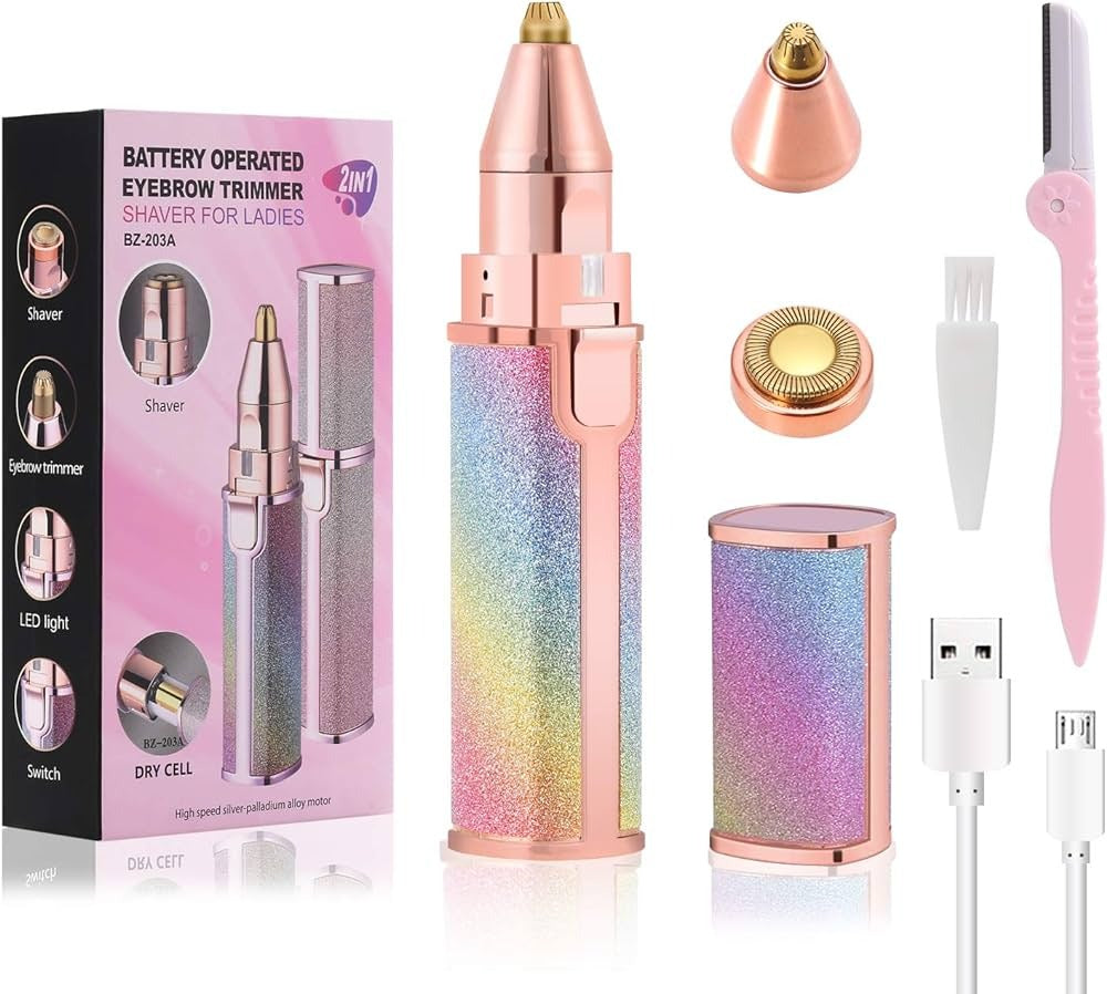 Rechargeable Women Hair Remover 2-in-1 – Painless Facial & Eyebrow Hair Removal for Upper Lips & Moustache