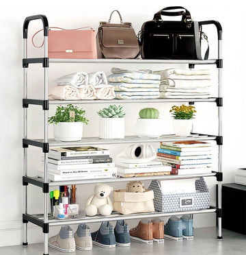 Stainless Steel Shoe Rack 5-Tier Heavy-Duty – Durable Shoe Stand & Storage Organizer for Home & Office
