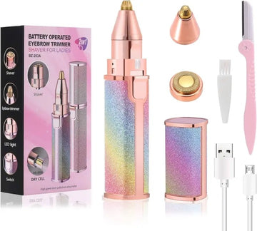 Rechargeable Women Hair Remover 2-in-1 – Painless Facial & Eyebrow Hair Removal for Upper Lips & Moustache