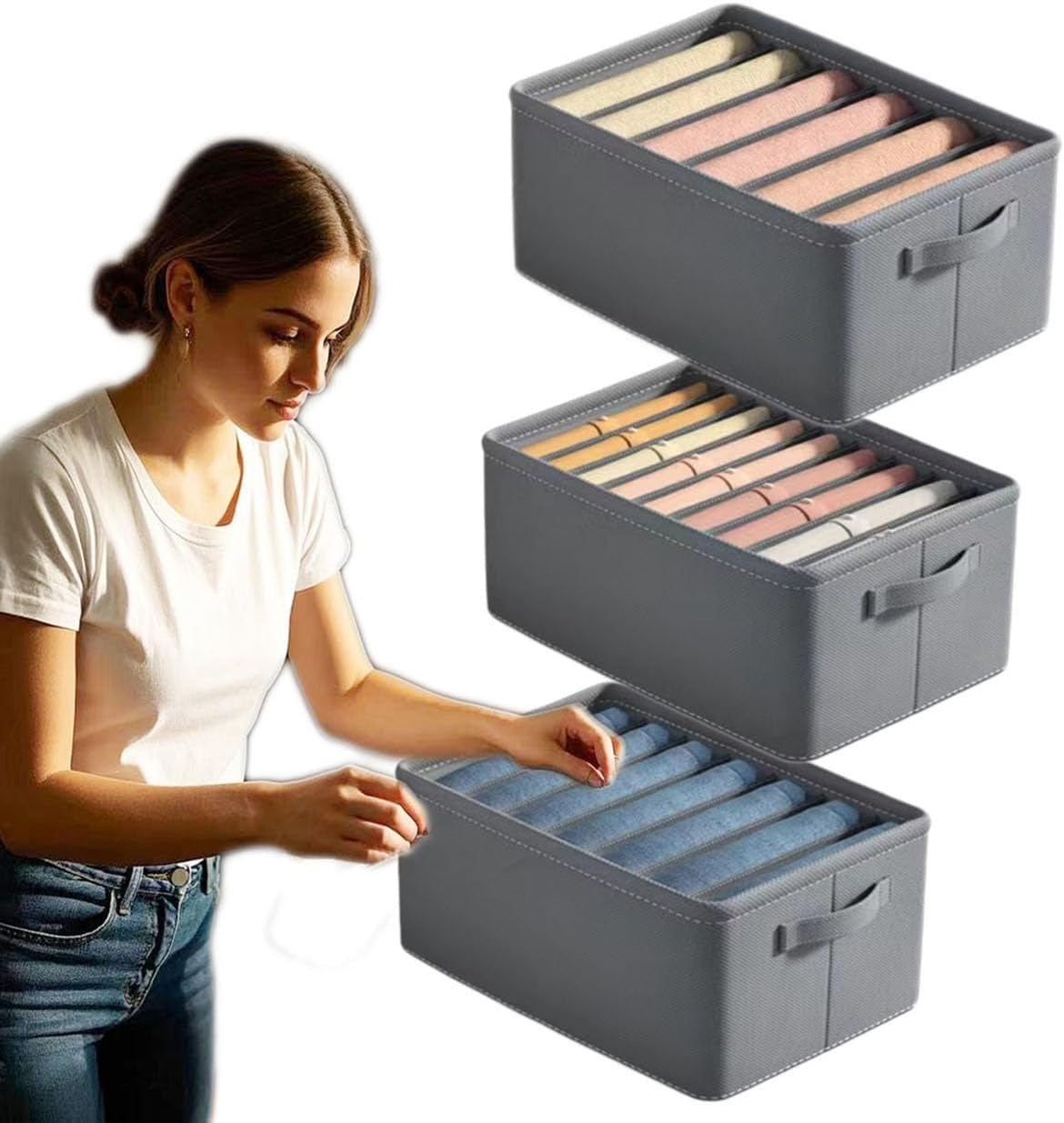 Large 6-Grid Wardrobe Organizer – Foldable Clothes Storage Box
