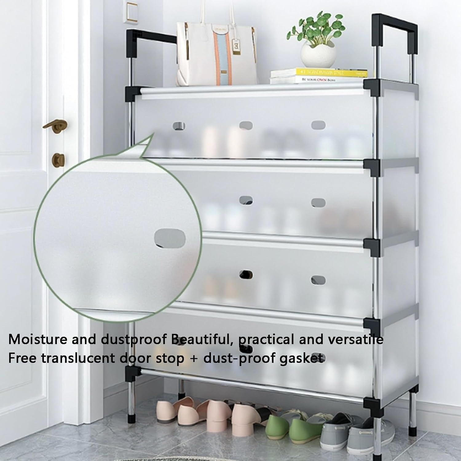 7 Layer Shoe Rack  Durable Stainless Steel & Plastic Shoe Organizer | Space Saving Dustproof Shoe Stand for Home & Office
