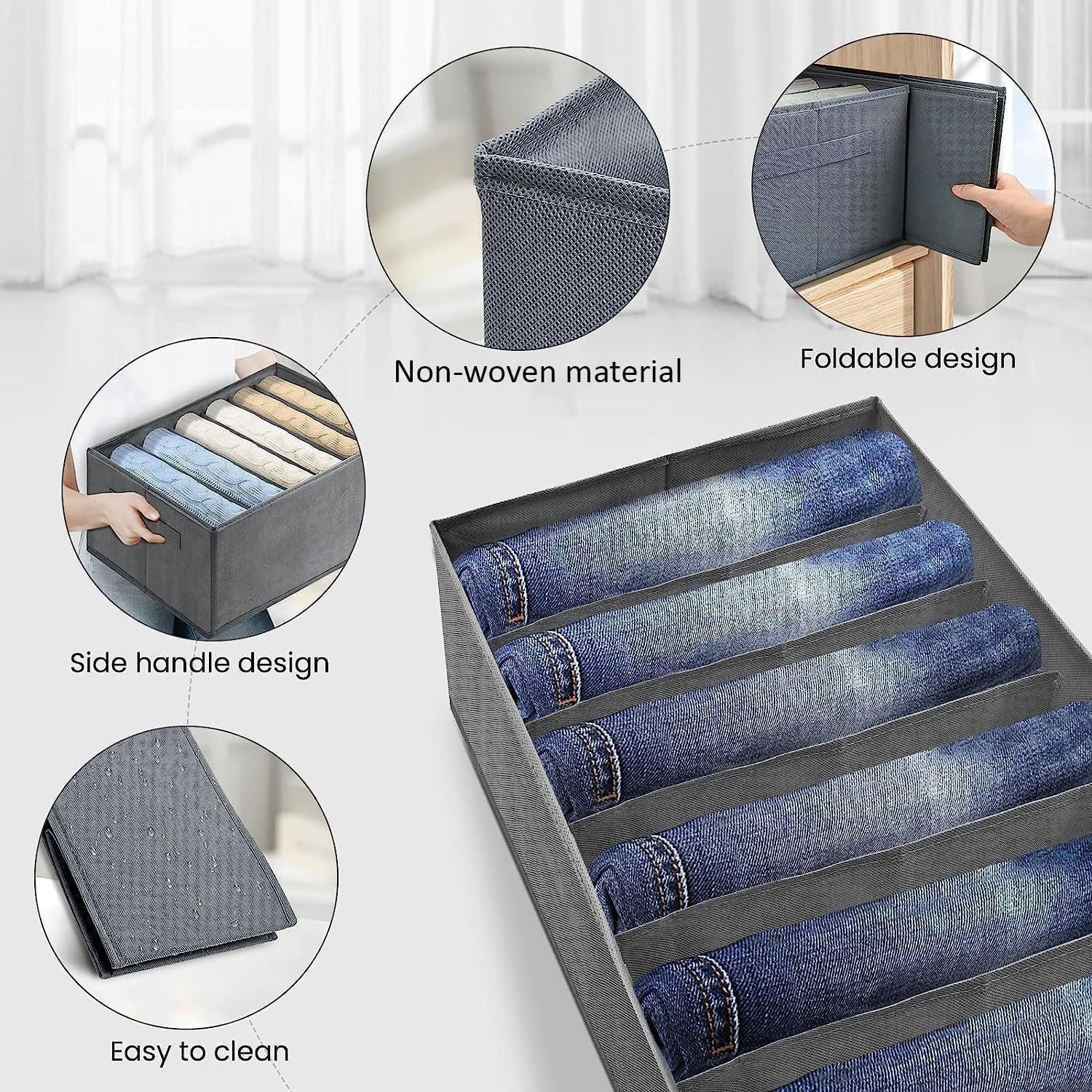 Large 6-Grid Wardrobe Organizer – Foldable Clothes Storage Box