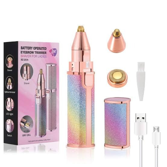 Rechargeable Women Hair Remover 2-in-1 – Painless Facial & Eyebrow Hair Removal for Upper Lips & Moustache
