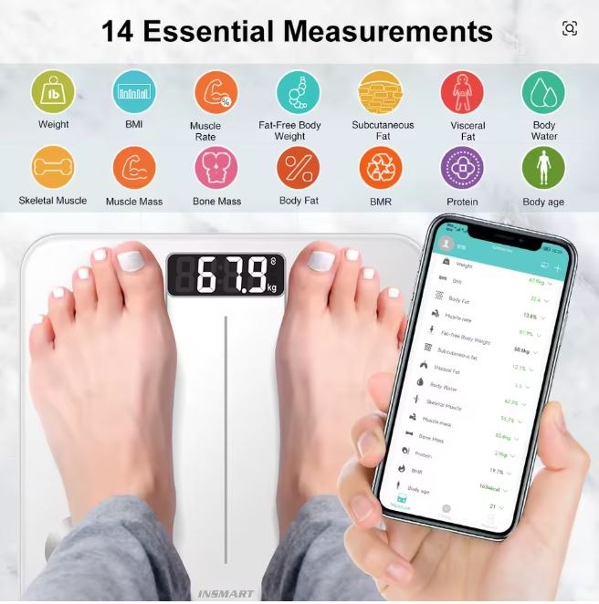Smart Digital Body Fat Scale | Bluetooth BMI & Body Composition Analyzer for Accurate Health Tracking