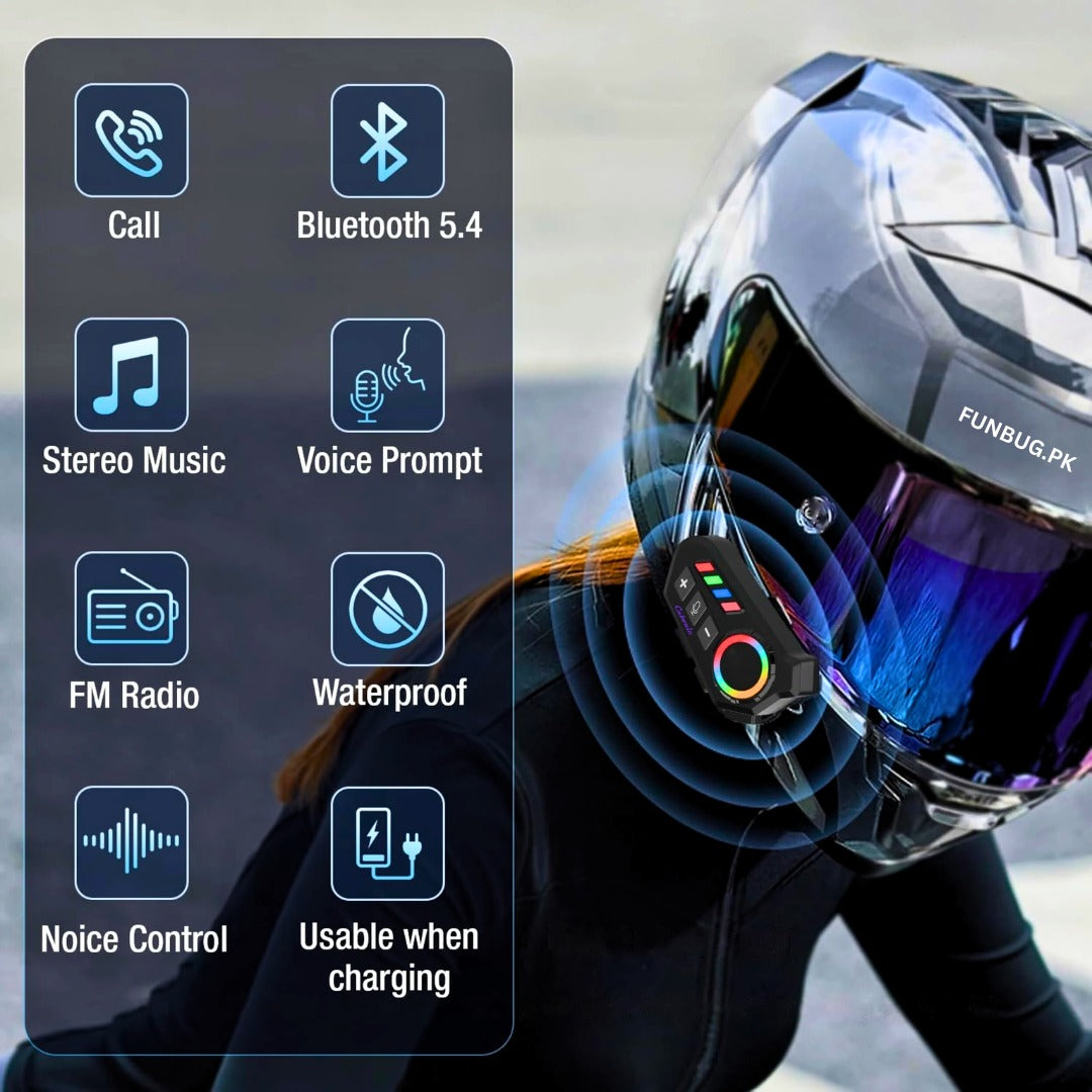 Motorcycle Helmet Bluetooth Speakers  HiFi Sound, Long Battery Life, IPX8 Waterproof